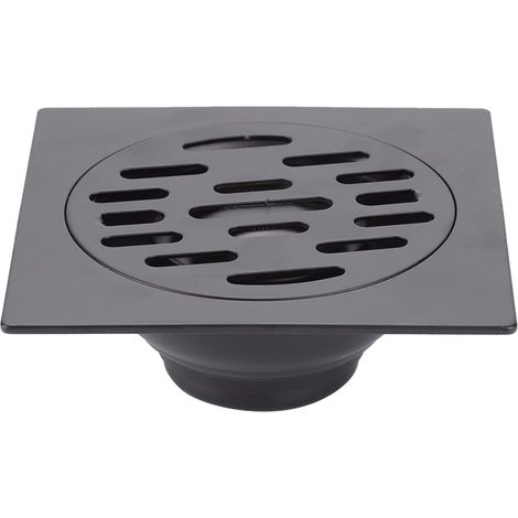 Drain de Plancher, Acier Inoxydable Noir Carré Douche Sol Drain éPaissi Robuste Vidange CréPine Anti-Blocage éVier Sol Drain(Drain de Plancher commun) (1/5)