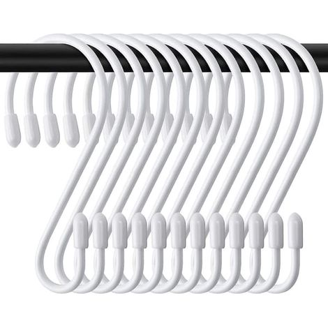 Filiyano-Lot de 12 crochets en forme de S blancs de 8 cm, petits crochets de cuisine en métal, charge maximale : 5 kg - Forme en S - pour penderie (1/5)