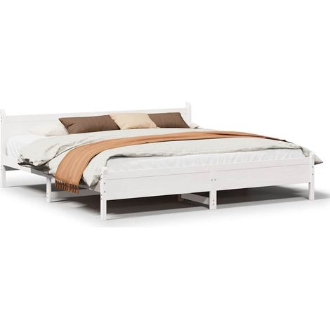 Maison Exclusive - Massivholzbett ohne Matratze Weiß 200x200 cm K (1/5)