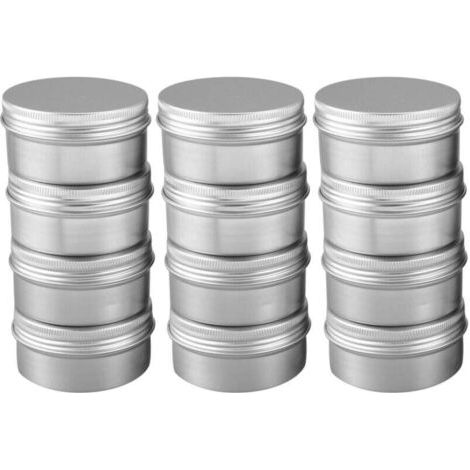 Paquet De 12 Boîtes 80 Ml Conteneurs Boîte À Thé En Aluminium Rangement Ronde Pour Baume Lèvres Métal Contenants Bocal Avec Bouchon Vis Lèvre