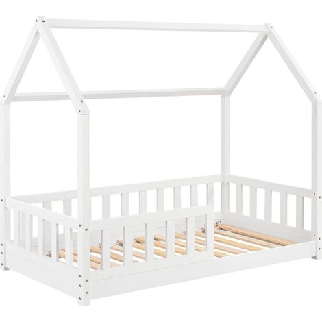 WELLHOME Cama infantil modelo cabaña de pino lacada en BLANCO 90x190cm