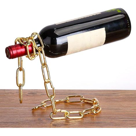 Floating Wine Holder, Metal Bottle Chain, Magic Bottle Holder, Hanging Wine Holder, Floating Air Wine Bottle for Dining Table, Kitchen, Bar, Wine Cellar (Gold) (1/5)
