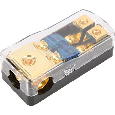 Répartiteur de puissance 60 A, 1 entrée, 2 sorties, répartiteur audio pour voiture, porte-fusible de mise à la terre en cuivre (1/5)