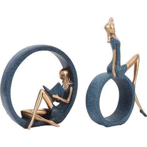 Yoga-Mädchen-Figur aus Kunstharz, die ein Buch liest – abstrakte Skulptur für die Dekoration von Zuhause und Büro, mit handbemalten Details (1/5)