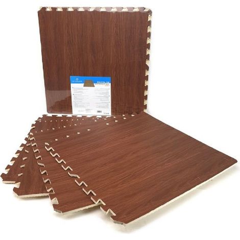 TRADE SHOP - Set 4 Pz Piastrella Tappeto Eva Effetto Parquet Puzzle 60x60cm Tappetino 194694 -