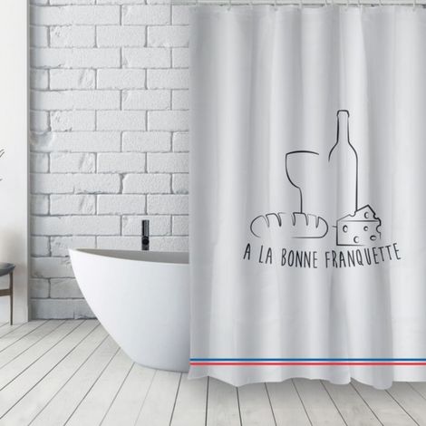 Rideau de douche Français Polyester 180x200cm A LA BONNE FRANQUETTE MSV (1/4)