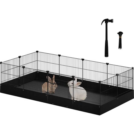 Enclos pour lapin et petit animal modulable avec tapis de fond et porte, panneaux 35x35 cm (1/5)