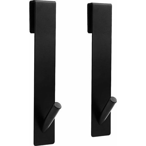 2-Piece Shower Hook Set, No-Drill Towel Hook, Stainless Steel Wall-Mounted Shower Enclosure Hook, Bathroom Door Hooks for Frameless Glass Shower Doors, Black (1/5)