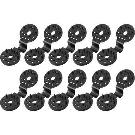 Lot de 10 œillets à pression, noirs, fixation rapide, plastique robuste, jardin terrasse balcon (1/5)
