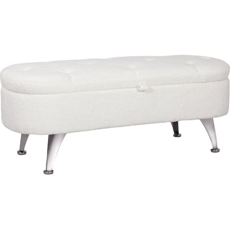 Panca contenitore imbottita bianca in poliestere 114 x 47 x 46,5 cm MODENUIT (1/5)