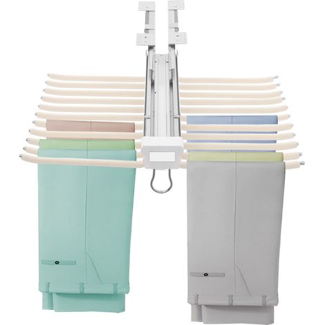 Porte-pantalons extensible à double rangée pour armoire – Range-pantalon coulissant silencieux avec 22 tringles – Capacité de charge 15 kg – Beige (1/5)