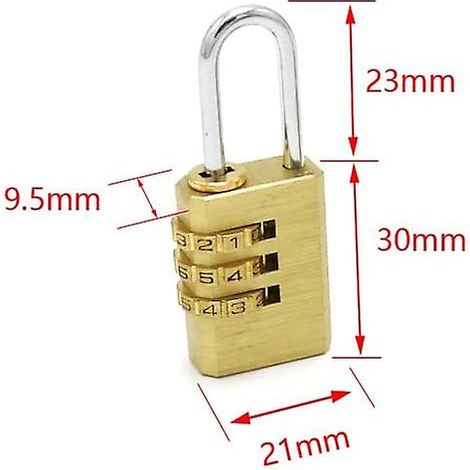 Cadenas à combinaison à 3 chiffres, corps en laiton massif étanche, antirouille et inaltérable, idéal pour casier de sport, école ou abri de jardin.