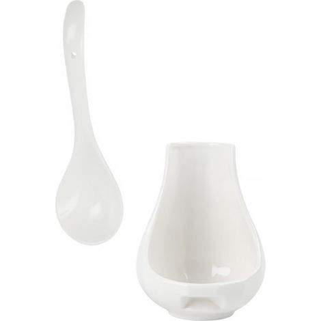 Support rangement cuillères céramique blanc lot 2, design simple pour rangement + service maison (1/5)