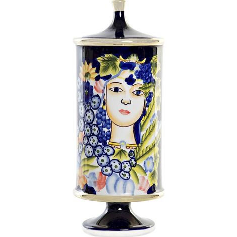 Vase visage en porcelaine multicolore style artistique - Multicolore artistique à motif visage (1/3)