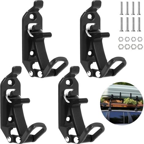 Kit de montage mural pour supports de pelle, accessoires métalliques, pinces caoutchouc, 4 supports compatibles barres de toit tout-terrain, bateaux et haches (1/4)