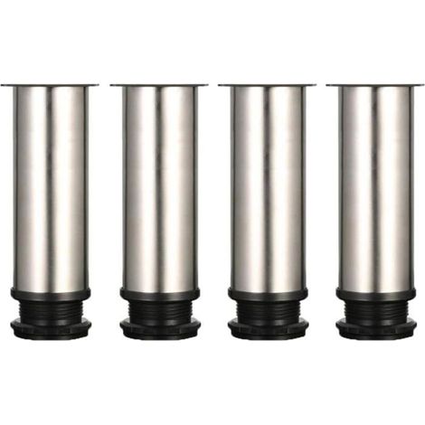 Pieds réglables pour meubles - PZCC - 4 pieds réglables - Inox 304 brossé - Hauteur 0–15 mm - Base ABS (1/4)