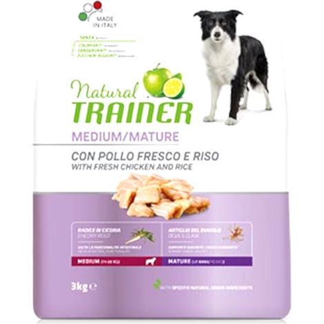 Natural Trainer Dog Mature Medium Pollo - Sacco 12 Kg - Cibo Secco Cani