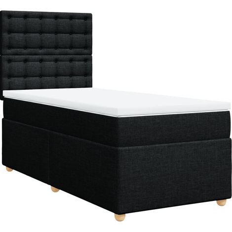 Maison Exclusive - Sommier à lattes de lit avec matelas Noir 90x190 cm Tissu (1/5)