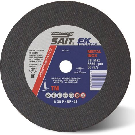 Sait DISCO ABRASIVO PIANO ''EK WINNER TM'' per taglio ferro/inox Ø mm. 300x3,5x25,4 10.00 pz