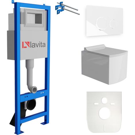 LAVITA WC Set mit Vorwandelement, Wand-WC und Spülknopf (1/5)