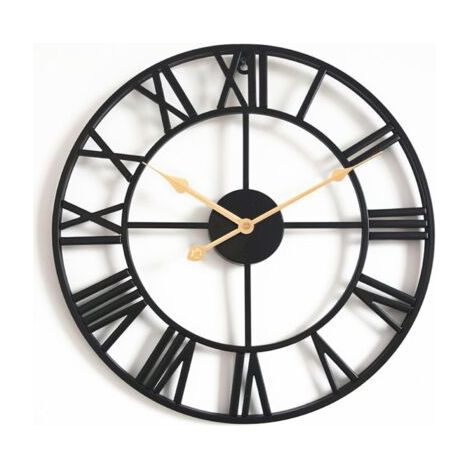 QORVA-Grande Horloge Murale sans tic-tac - Silencieux - 40 cm - Chiffre Romains - Horloge Murale à Quartz - Fonctionnement Facile à Lire - pour Chambre à Coucher, Cuisine, Chambre à Coucher, école