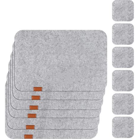 Lot de 12 Sets de Table Carrés en Feutrine Gris Résistant la Chaleur, Dessous de Verre Lavables, Tapis Isolant Thermique Cuisine et Salle à Manger, Accessoires de Table Pratiques (1/5)