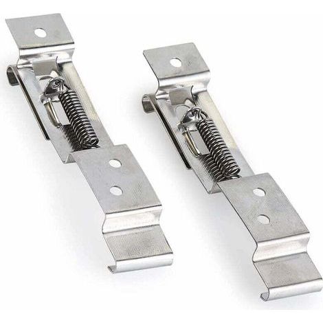 Pair of stainless steel trailer license plate retaining clips, spring-loaded, silver, durable and professional (1/4)