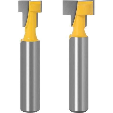 2 PCS 8mm Tige T-Slot Fraise Ensemble Coupe du Bois T-Slot Fraise À Bois Fraise T-Slot Fraise Outils de Travail du Bois Fraise à Bois, Jaune (1/5)