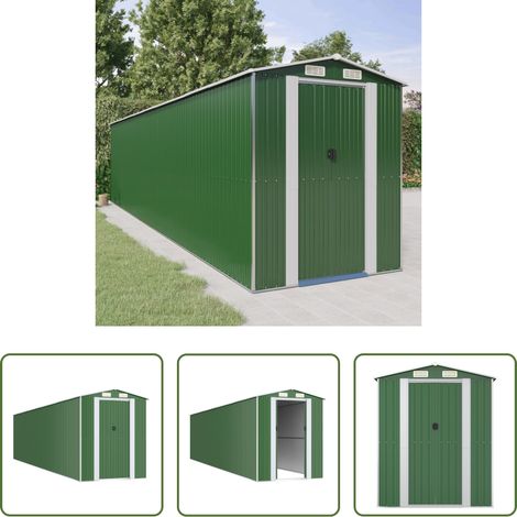 vidaXL Gartenhaus - Geräteschuppen Grün 192x855x223 cm Verzinkter Stahl (1/5)