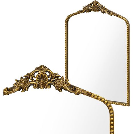 Miroir Baroque doré Antique avec Design arqué – Miroir Mural Rond Vintage avec Cadre doré pour Couloir, Salon et Salle de Bain, 40 x 61 cm, Taille : 48 x 71,5 cm (1/5)