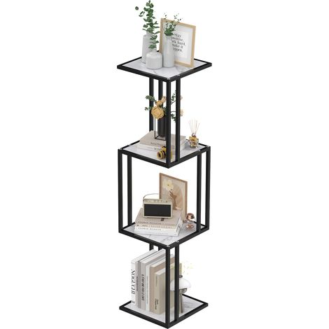 Étagère d'angle à 4 Niveaux, Bibliothèque, Cadre en Métal, Étagère de Rangement pour Salle de Bain, Étagère de Rangement en Marbre, Antirouille, Salon, Chambre, Cuisine, Salle de Bain, Moderne (1/5)