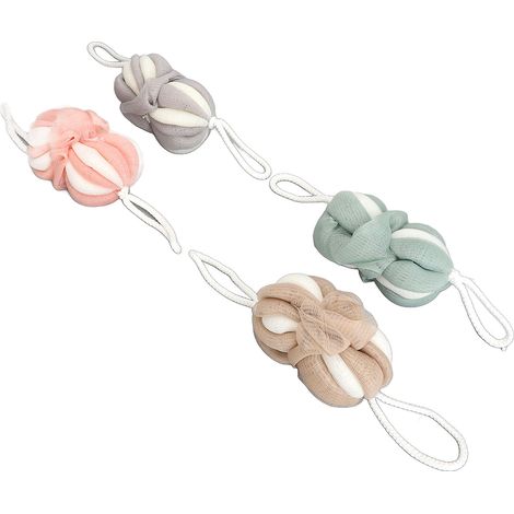 Lot de 4 gants de toilette en maille, boules exfoliantes pour douche, éponge loofah pour massage et nettoyage de la salle de bain (1/5)