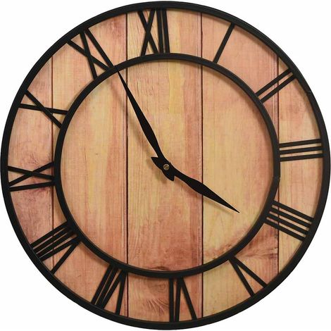 vidaXL Orologio da Parete 39 cm Marrone e Nero in MDF e Ferro (1/5)