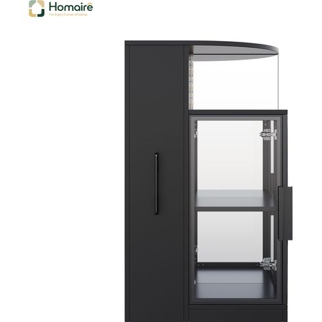 Bibliothèque en verre noir avec rangement et couchage coulissant 64 x 42 x 112 cm HOMAIRE (1/5)