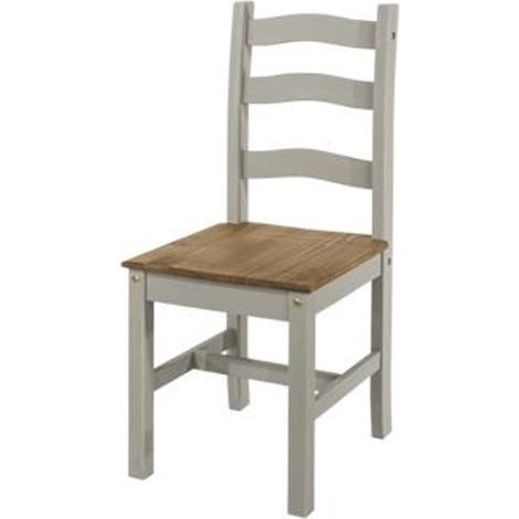 Corona Dining Chair - Set of 2 - Pine - L48 x W41.5 x H100 cm - Grey Waxed Pine