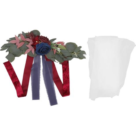 Fleur Artificielle Pour Chaise - Rose En Soie Bleu Marine - Décoration Allée Mariage Extérieur - Lot De 1 (1/5)