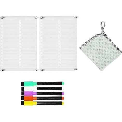 Lot de 2 tableaux blancs magnétiques effaçables à sec en acrylique pour réfrigérateur-- (1/5)