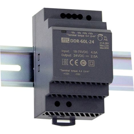 MEAN WELL DDR-60L-15 Hutschienen-DC/DC-Wandler (DIN-Rail) 15 V/DC 4 A 60 W Anzahl Ausgänge:1 x Inh