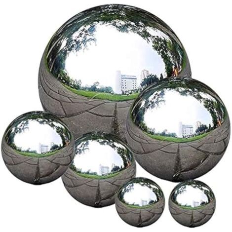 BUNTHAUS Lot de 6 Boules d'observation en Acier Inoxydable Poli Miroir 50 à 150 mm Boule réfléchissante Flottante pour décoration de Jardin (1/5)