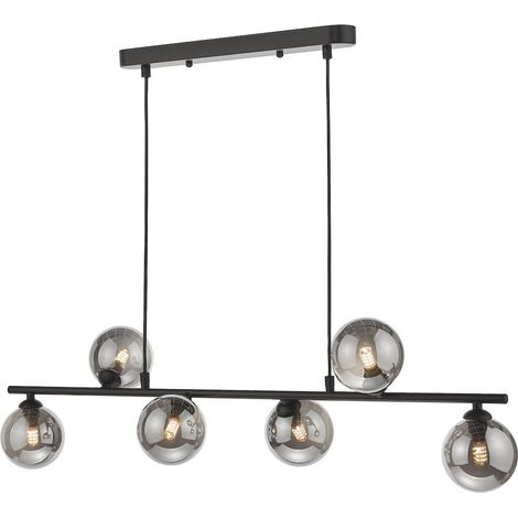 Dar Spiral Plafonnier suspendu à 6 lumières en verre fumé noir mat (1/4)