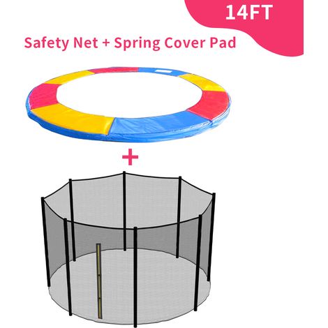 Greenbay Trampoline Replacement Spring Cover Padding Pad & Safety Net Enclosure Surround Bundle 14FT Tri-Colour (1/4)