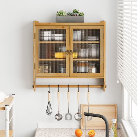 Mueble de baño mural de 2 puertas de cristal 63 cm natural DESVIAE (1/5)