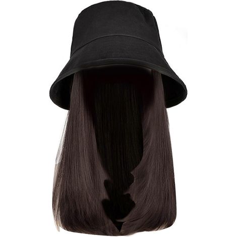 Chapeau de pêcheur avec bob et perruques, cheveux compatibles avec extensions, cheveux longs compatibles avec le cosplay, coiffe avec cheveux compatibles avec extensions, cheveux raides, B (1/5)