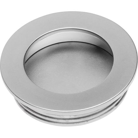 Poignée de Meuble Encastrable Ronde B224, Diamètre 40,5 mm, Design Affleurant, en Zamak, Idéale pour Porte Coulissante et Tiroir, Finition Couleur Aluminium