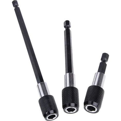 Porte-embouts magnétiques à rallonge de 6,35 mm en 3 parties avec tige hexagonale, Kit adaptateur de mandrin à dégagement rapide de 60 mm, 100 mm et 150 mm pour vis, écrous et tout type de perceuse et (1/5)