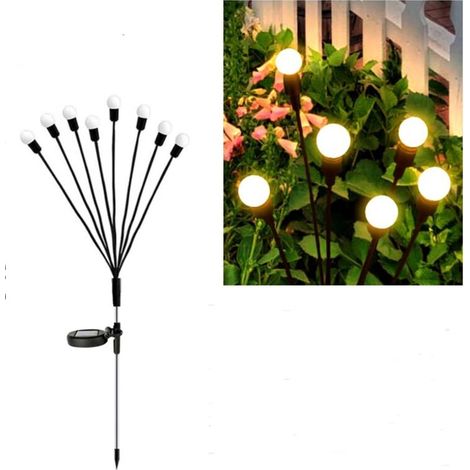 Set mit 2 Solar-Gartenleuchten mit 8 LEDs, IP65 wasserdicht, ideal für Balkone, Gärten, Terrassen und Einfahrten (warmweiß) (1/5)
