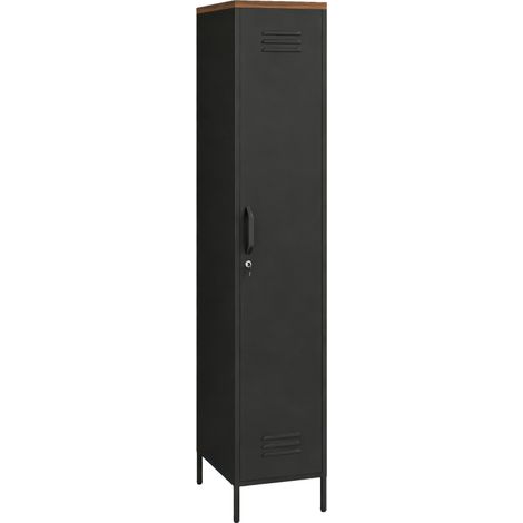 Armoire métallique, style industriel, avec étagères réglables pour chambre, garage et bureau, noire. (1/5)