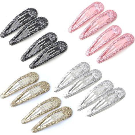 16 barrettes métal pour enfant : noir, argent, or, rose. (1/5)