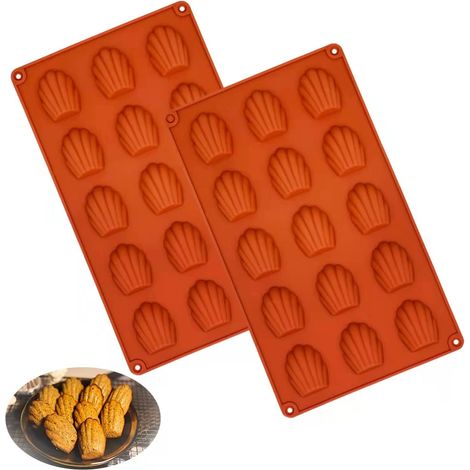 Mini moule set de 2, moule à gâteau en silicone, moule à 15 trous, moule antiadhésif pour mousse au chocolat (rouge) (1/5)