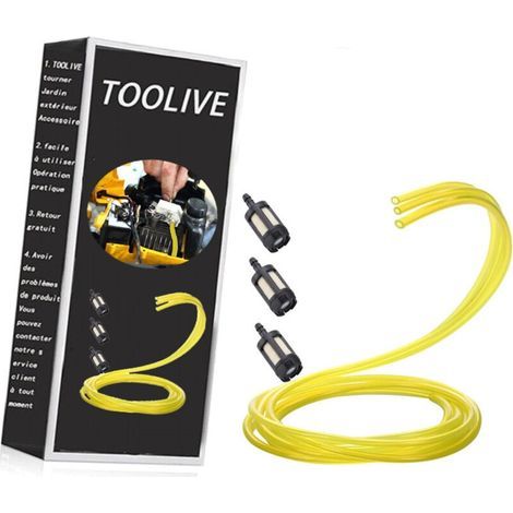 Durite Essence Set 3 Pièces Tuyau de Carburant Filtres Carburant Tuyau d'essence 1 mètre Pour Tronçonneuse Tondeuse Debroussailleuse 2 4 Temps Moteur (3 Pièces & Filtres carburant) (1/4)